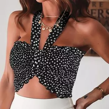 Женский летний сексуальный жилет с сердечком и сердечком, высокоэластичный многоходовой жилет с голой талией, топ-топ S чёрный