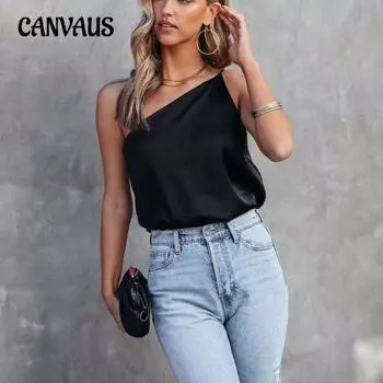 Женский летний стиль Темперамент Коммут Свободный повседневный топ с косыми плечами и халтером S чёрный