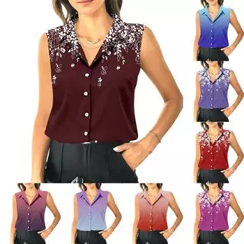 Женский летний свободный топ без рукавов с воротником-стойкой S