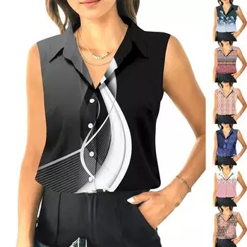 Женский летний свободный топ без рукавов с воротником-стойкой S красный