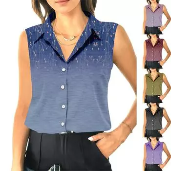 Женский летний свободный топ без рукавов с воротником-стойкой XXXL золотой