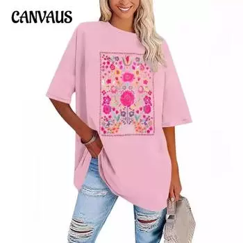 Женский летний свободный топ с круглым вырезом и короткими рукавами больших размеров с буквенным принтом S розовый