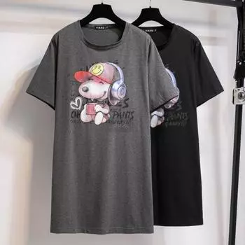 Женский летний свободный топ средней длины размера плюс XL чёрный