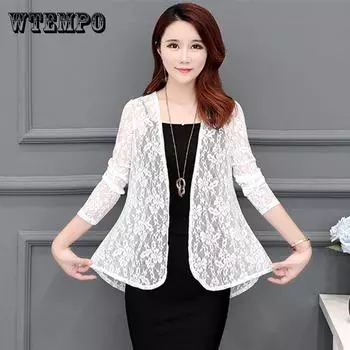 Женский летний тонкий кардиган, сплошной цвет, шифон, защита от солнца, короткая кружевная одежда M чёрный