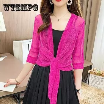 Женский летний тонкий кружевной шаль большого размера, однотонный, с коротким рукавом, солнцезащитная одежда, повседневный свободный яркий шелковый дышащий кардиган XXL белый