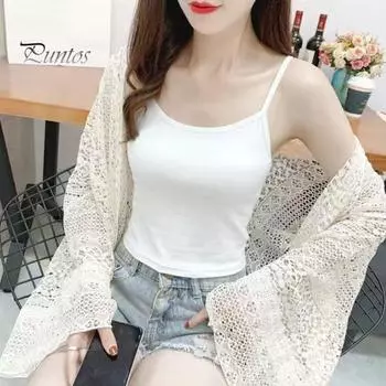 Женский летний тонкий жилет с v-образным вырезом без рукавов, облегающие топы на бретелях, сплошной цвет, камзол с кружевной отделкой, уличная одежда XL чёрный