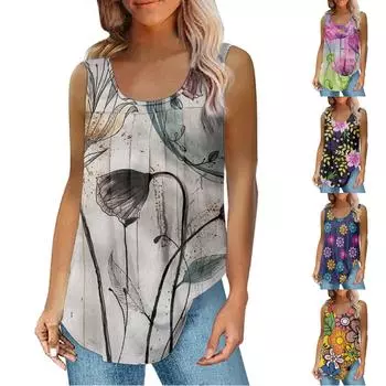 Женский летний топ без рукавов на пуговицах с V-образным вырезом XXL