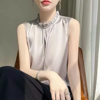 Женский летний топ без рукавов Temperament, элегантный свободный топ 3XL белый