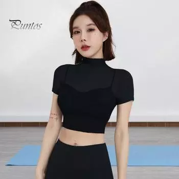 Женский летний топ для йоги Тонкий, быстросохнущий, хорошо пропускает воздух, короткие рукава, открытая талия, укороченный топ для бега, пилатеса, спортзала, упражнений L белый