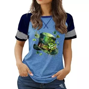 Женский летний топ размера плюс с круглым вырезом, короткими рукавами и цветочным принтом, свободного покроя S