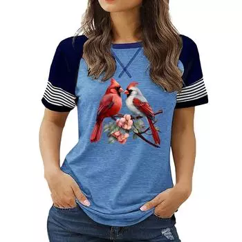 Женский летний топ размера плюс с круглым вырезом, короткими рукавами и цветочным принтом, свободного покроя S