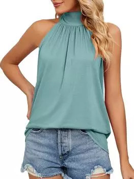 Женский летний топ с халтер-халтером, майка без рукавов, футболка S чёрный