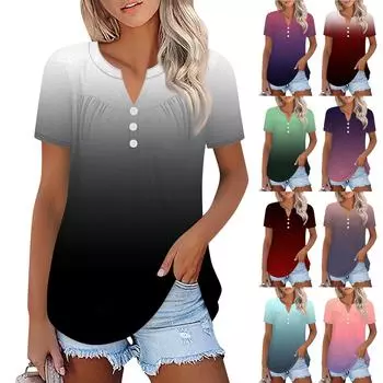 Женский летний топ с короткими рукавами и v-образным вырезом с принтом и рюшами XXXXXL