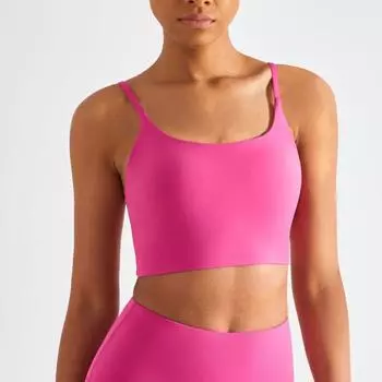 Женский летний удобный бюстгальтер-майка для йоги с U-образным вырезом из лайкры, однотонный жилет для фитнеса, сексуальный спортивный бюстгальтер для красоты 4