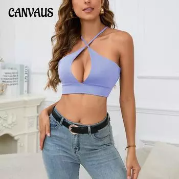 Женский летний взрывной маленький жилет полые подтяжки сексуальные топы XS чёрный