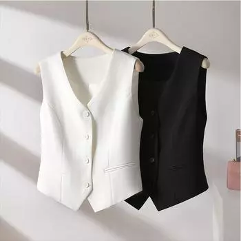 Женский летний жилет без рукавов, свободные и удобные офисные жилеты 2XL белый