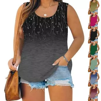 Женский летний жилет большого размера с круглым вырезом, свободная рубашка, повседневный топ без рукавов XXXL жёлтый