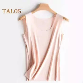 Женский летний жилет из ледяного шелка, бесшовные пуловеры, топы с круглым вырезом, облегающие топы без рукавов, однотонное нижнее белье, майки M синий