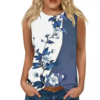 Женский летний жилет с 3D-принтом в виде цветка, повседневный жилет с круглым вырезом, топ без рукавов на одно плечо, элегантный Y2k, женская одежда S