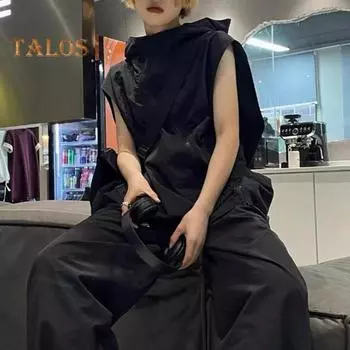 Женский летний жилет с капюшоном, диагональная молния, дышащая женская солнцезащитная одежда, женский сплошной цвет, повседневный свободный топ с карманом 2XL абрикосовый