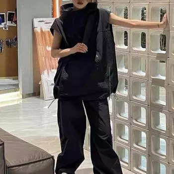 Женский летний жилет с капюшоном, диагональная молния, дышащая женская солнцезащитная одежда, женский сплошной цвет, повседневный свободный топ с карманом 2XL абрикосовый