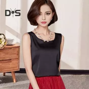 Женский летний жилет с круглым вырезом без рукавов, свободный пуловер, топы, однотонные топы из гладкой ткани, повседневная одежда 2XL шампанского