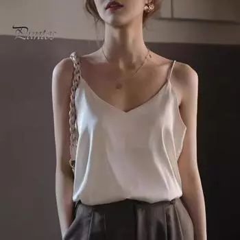 Женский летний жилет с v-образным вырезом без рукавов, свободный жилет на бретелях, сплошной цвет, повседневная бретелька, уличная одежда M абрикосовый