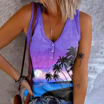 Женский летний жилет с v-образным вырезом, без рукавов, с цветочным принтом, на бретелях, на пуговицах, с вырезом, облегающий повседневный камзол, уличная одежда S хаки