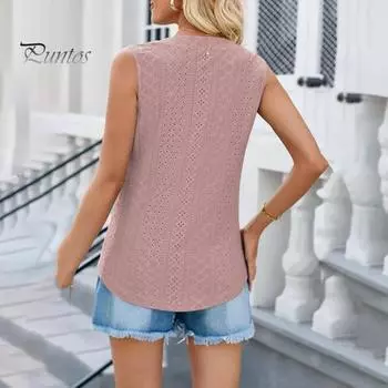 Женский летний жилет с v-образным вырезом без рукавов и пуговицами, декор, пуловеры, топы с полым дизайном, однотонные топы на бретелях, уличная одежда XL белый