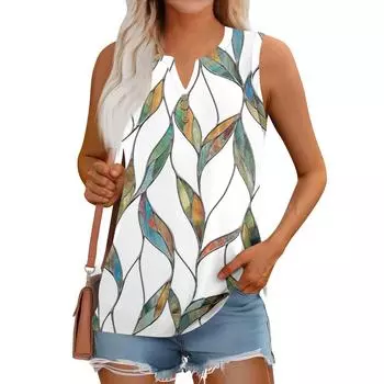 Женский летний жилет, свободный, однотонный, с пуговицами, V-образным вырезом, повседневная рубашка без рукавов L