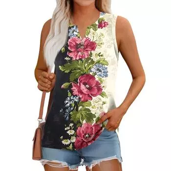 Женский летний жилет, свободный, однотонный, с пуговицами, V-образным вырезом, повседневная рубашка без рукавов S бежевый