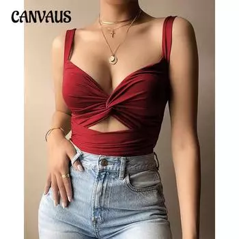 Женский летний жилет, топ с витой эластичной завязкой и v-образным вырезом, бретелька с открытой спиной S белый