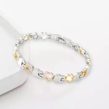 Женский магнитный браслет с полым сердцем, гладкая поверхность, сплав, съемная регулируемая толстая цепочка, украшения на запястье для повседневной носки, отпуска, работы серебряный