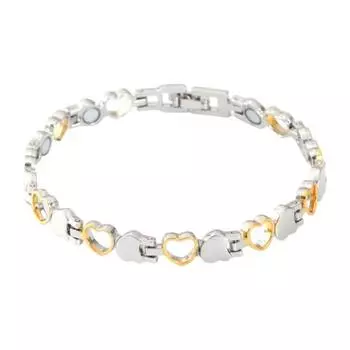 Женский магнитный браслет с полым сердцем, гладкая поверхность, сплав, съемная регулируемая толстая цепочка, украшения на запястье для повседневной носки, отпуска, работы серебряный