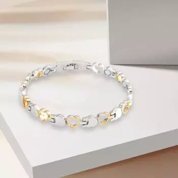 Женский магнитный браслет с полым сердцем, гладкая поверхность, сплав, съемная, регулируемая, толстая цепочка