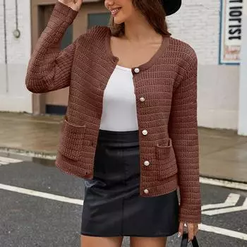 Женский маленький ароматный свитер с круглым вырезом, вязаный кардиган, свитер, пальто L