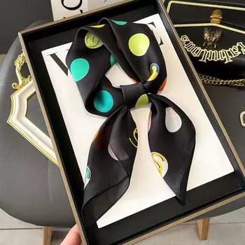 Женский маленький атласный шелковый шарф с квадратным принтом, платок, женский платок, бандана, шейный платок, узкий галстук, шарфы, шали