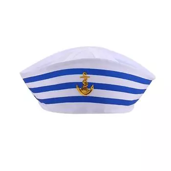 Женский маленький квадратный шарф, комплект с матросской кепкой, шарф стюардессы в полоску, пэчворк, атласный шарф с карнавальной рождественской полосатой темно-синей матросской кепкой A1