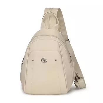 Женский маленький рюкзак многофункциональный легкий нагрудный рюкзак однотонный на плечо кроссбоди бежевый