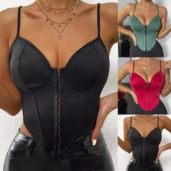 Женский маленький жилет с завернутой грудью, облегающий жилет с талией и плечами L чёрный