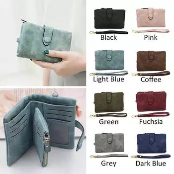 Женский матовый кошелек из искусственной кожи, женский кошелек для карт, кошелек-клатч, сумка с зажимом для денег чёрный