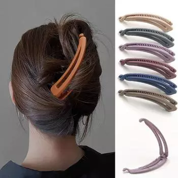 Женский матовый однотонный винтажный банановый зажим для вьющихся длинных прямых коротких волос, держатель для хвоста для девочек, зажим-заколка бежевый