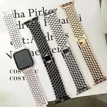 Женский металлический ремешок из нержавеющей стали для Apple Watch Series 9, 41 мм, 45 мм, 49 мм, 40 мм, 44 мм, ремешок для iWatch 8, 7, 5, 4, 3, 38, 41 мм, браслет 38mm