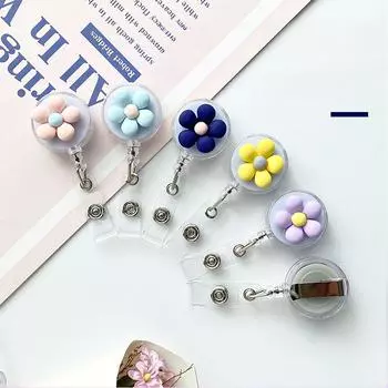 Женский милый цветок выдвижной значок катушка для удостоверения личности шнурок для имени белый воротник держатель для бейджа катушки брелок держатель для карт аксессуары