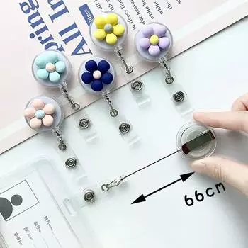 Женский милый цветок выдвижной значок катушка для удостоверения личности шнурок для имени белый воротник держатель для бейджа катушки брелок держатель для карт аксессуары