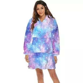 Женский милый халат с рисунком из мультфильмов, теплое одеяло из фланели с капюшоном и принтом для телевизора, домашняя одежда