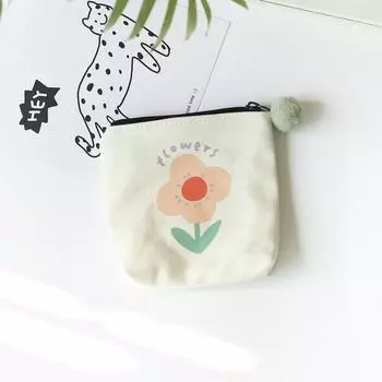 Женский милый мини-кошелек с цветочным принтом, сумка для хранения ключей и наушников зелёный