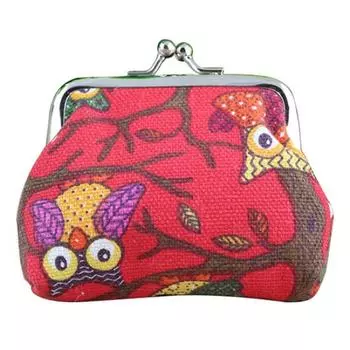 Женский милый многоцветный кошелек с принтом совы, кошелек для монет, холст, сумка для денег озеро синий