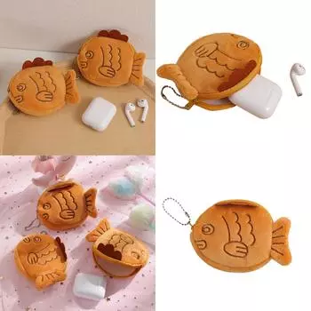 Женский милый плюшевый кошелек для монет в виде рыбки, брелок для ключей, кошелек для мелочи, маленький кошелек для девочек, симпатичная сумка для хранения наушников, детский кошелек для монет