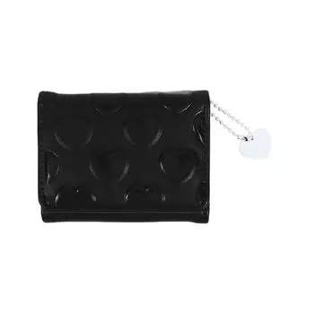 Женский милый тонкий кожаный кошелек с тиснением в виде сердец, маленький трехстворчатый кошелек, карман для наличных, держатель для карт с окошком для ID One Size
